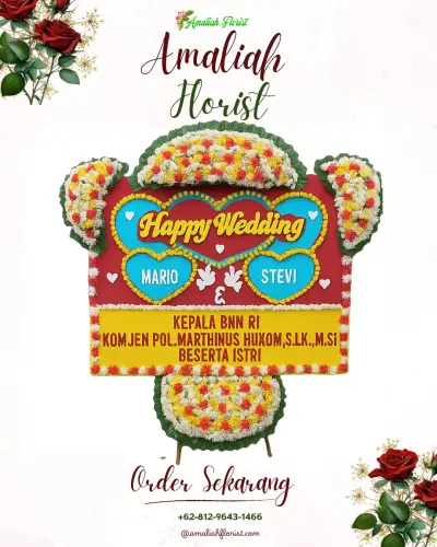 Karangan Papan Bunga Pernikahan di Ibun